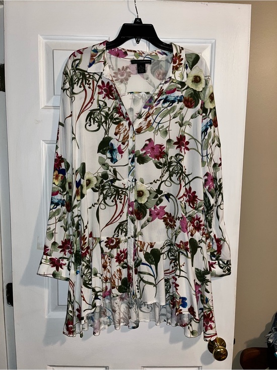 Grace Elements Dresses & Skirts - Grace Elements White Floral Print Dress with Multicolor Accents